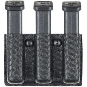 safariland 775 slimline open top triple magazine pouch features a basketweave finish and holds 3 smith & wesson mp mags